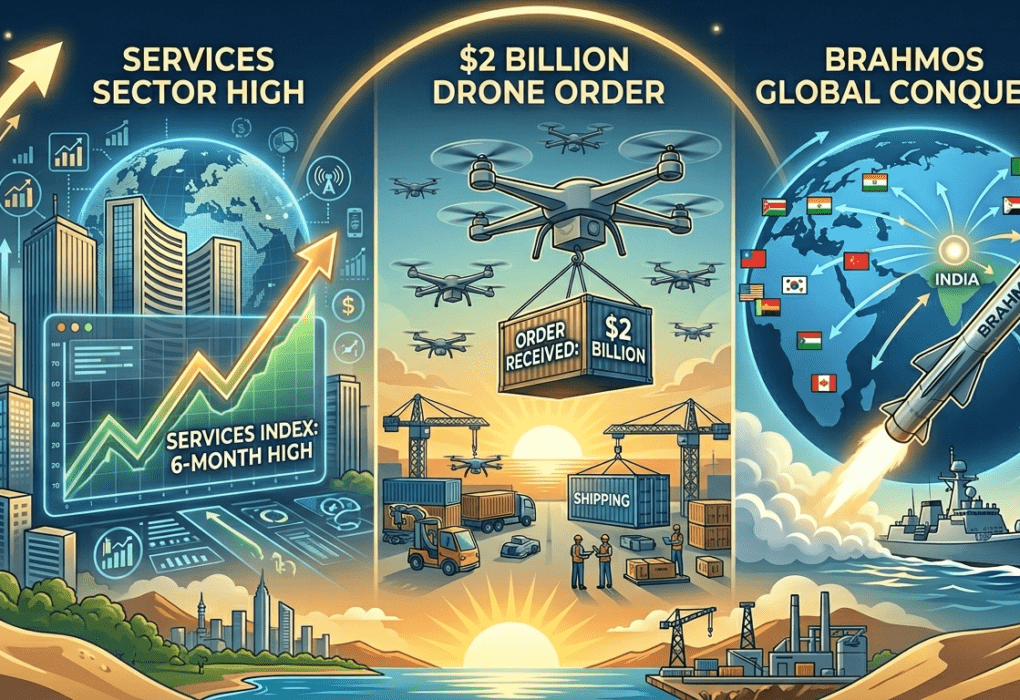 India Rising Services Hit a 6-Month High, a $2 Billion Drone Order Is Coming, and BrahMos Is Conquering the World