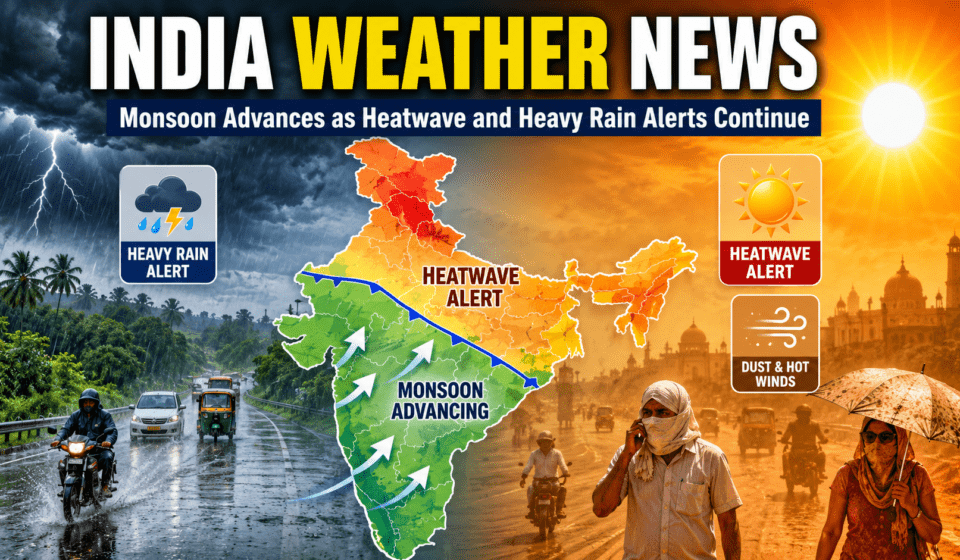 India Weather News Monsoon Advances as Heatwave and Heavy Rain Alerts Continue