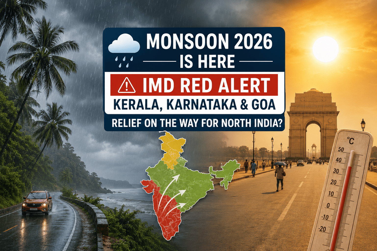 Monsoon 2026 Is Here IMD Issues Red Alert for Kerala, Karnataka and Goa — Is Relief on the Way for North India