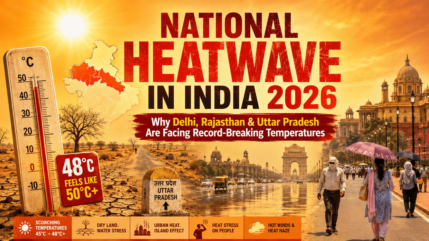 National Heatwave in India 2026 Why Delhi, Rajasthan, and Uttar Pradesh Are Facing Record-Breaking Temperatures.