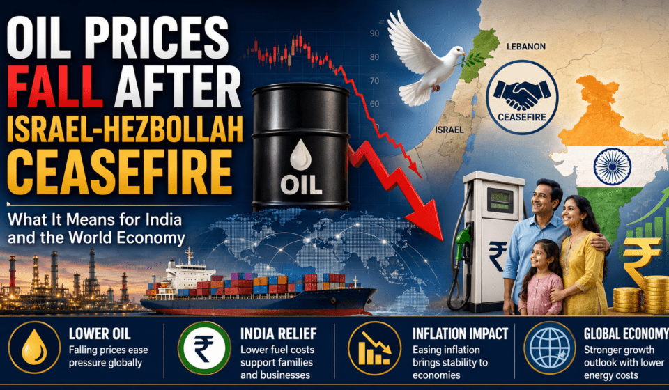 Oil Prices Fall After Israel-Hezbollah Ceasefire What It Means for India and the World Economy