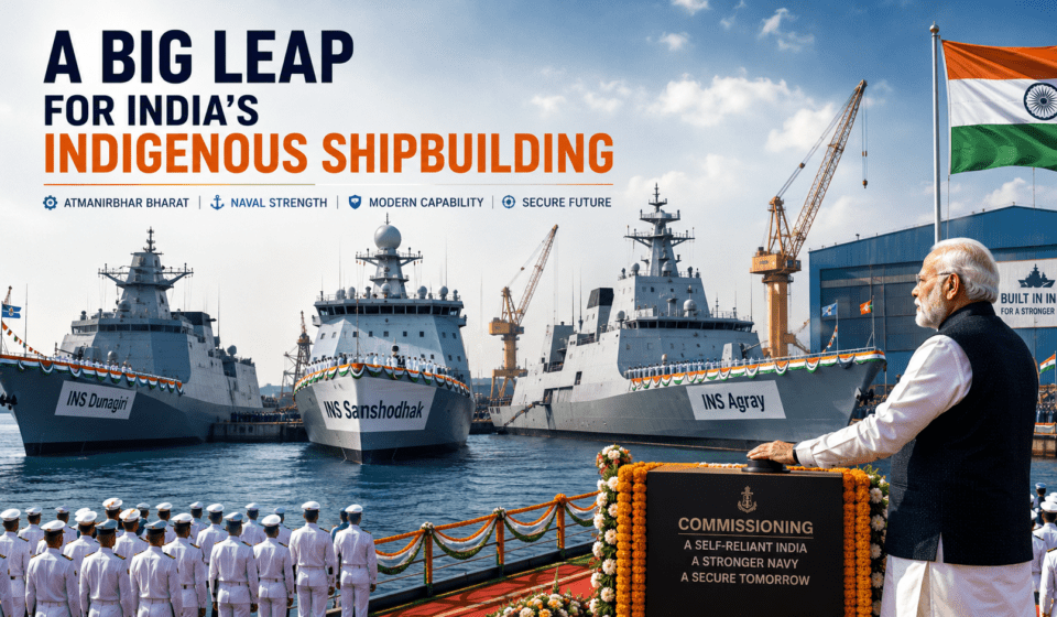 PM Modi Commissions Three Indian Navy Vessels A Big Leap for India’s Indigenous Shipbuilding Power