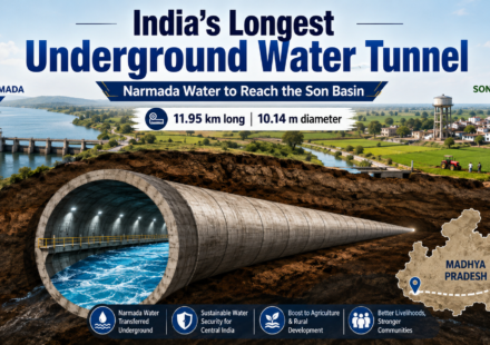 Narmada tunnel project infographic