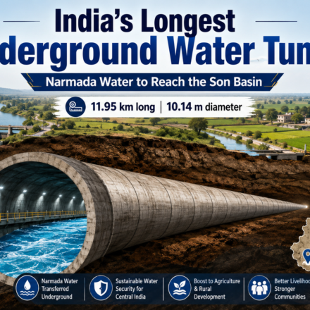 Narmada tunnel project infographic